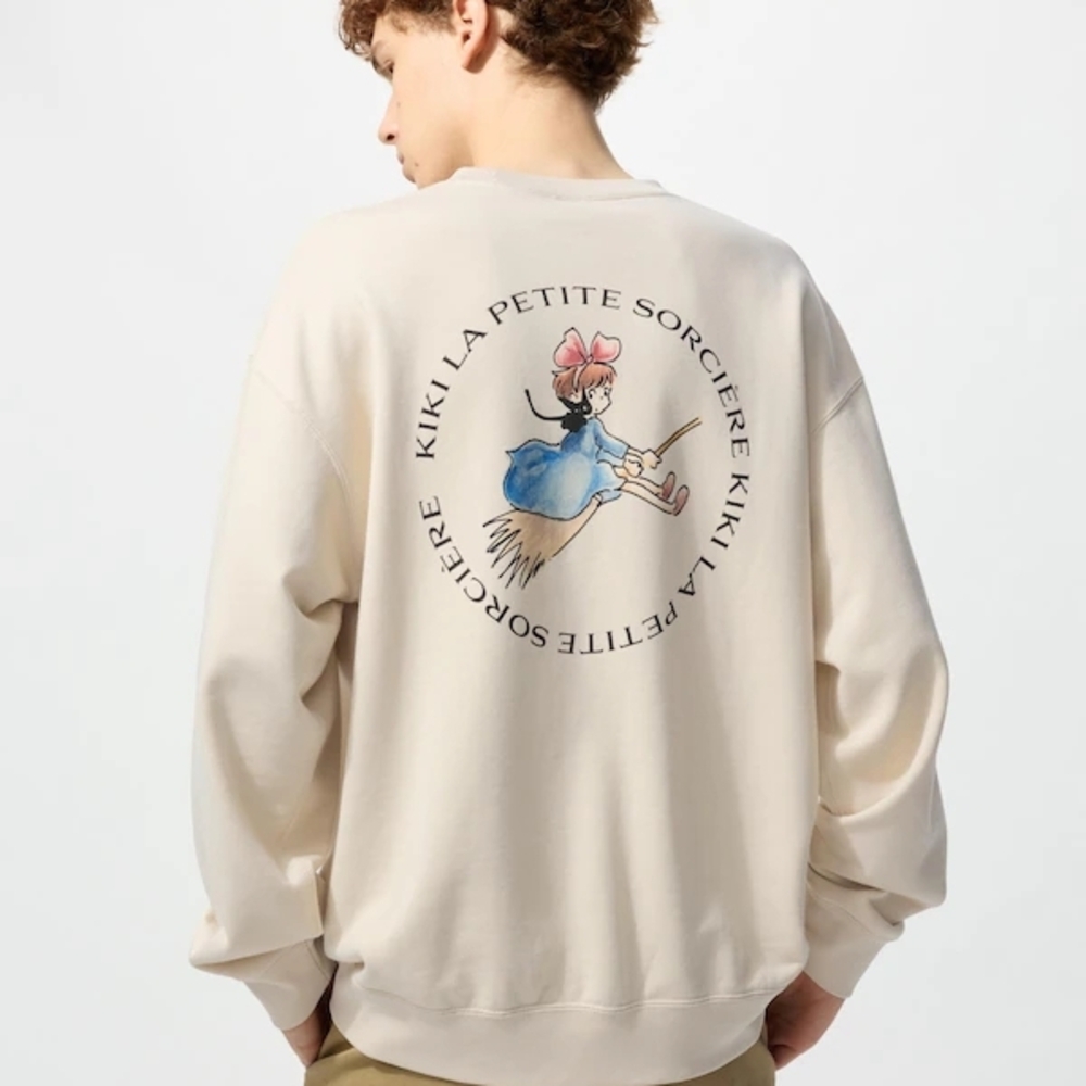 NWT Uniqlo Studio Ghibli Kiki Delivery Service Beige Sweatshirt Size XS